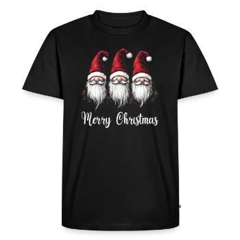 Three Christmas Gnomes with Christmas Hats Design - Men's Premium Organic T-Shirt - black - Front - Nico (187cm)
