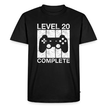 20. Geburtstag Gaming Level 20 Complete Vintage - Männer Premium Bio T-Shirt - Schwarz - Vorne - Nico (187cm)
