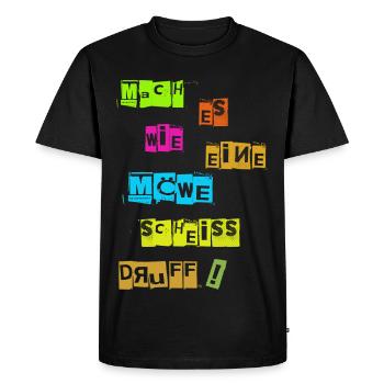 Faites-le comme une mouette va vous faire foutre - T-shirt Premium bio Homme - noir - Devant - Nico (187cm)