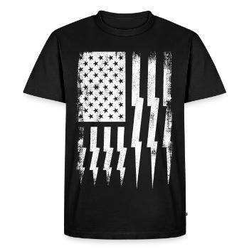 Patriotic Electrician - Men's Premium Organic T-Shirt - black - Front - Nico (187cm)