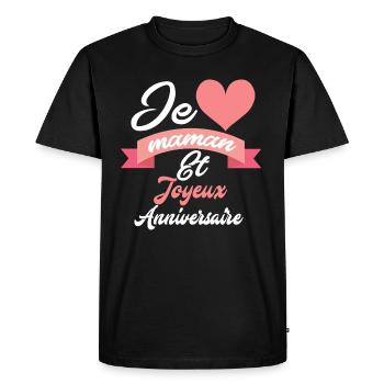 Joyeux anniversaire maman - T-shirt Premium bio Homme - noir - Devant - Nico (187cm)