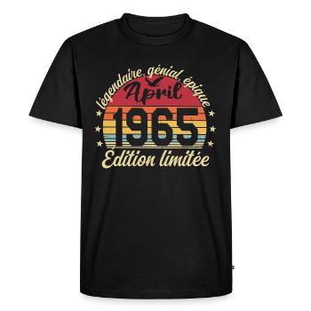 1965 avril Anniversaire avril 1965 - T-shirt Premium bio Homme - noir - Devant - Nico (187cm)