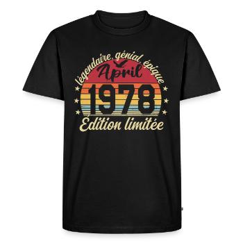 1978 avril Anniversaire avril 1978 - T-shirt Premium bio Homme - noir - Devant - Nico (187cm)