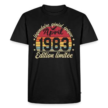1983 avril Anniversaire avril 1983 - T-shirt Premium bio Homme - noir - Devant - Nico (187cm)