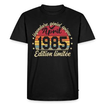 1985 avril Anniversaire avril 1985 - T-shirt Premium bio Homme - noir - Devant - Nico (187cm)