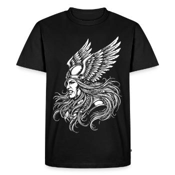 Valkyrie Guerrière Nordique Mascotte Viking Woman - T-shirt Premium bio Homme - noir - Devant - Nico (187cm)