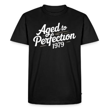 1979 Conception du 47 – Pendant 47 ans - T-shirt Premium bio Homme - noir - Devant - Nico (187cm)