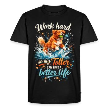 Travaille dur : Un design aquarelle dynamique et génial - T-shirt Premium bio Homme - noir - Devant - Nico (187cm)