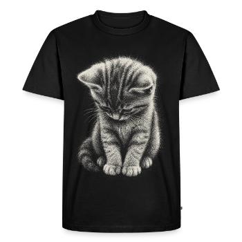 Sad Kitten Cat Cute Cute Art - Men's Premium Organic T-Shirt - black - Front - Nico (187cm)