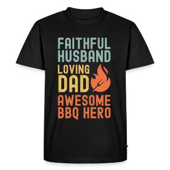 Husband Father Papa Grill Master BBQ Hero Legend - Men's Premium Organic T-Shirt - black - Front - Nico (187cm)