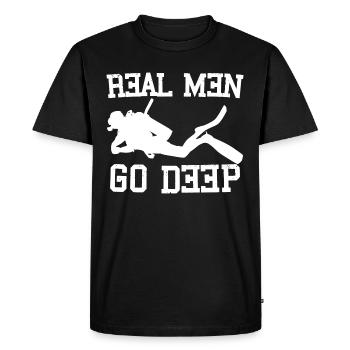 Real Men Go Deep - Ocean Diver - Men's Premium Organic T-Shirt - black - Front - Nico (187cm)
