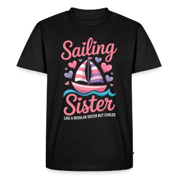 Sailing Saying Sister Sailor Sailing Gift - Men's Premium Organic T-Shirt - black - Front - Nico (187cm)