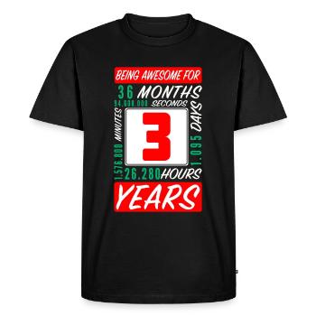 Children 3 Years Birthday Months Hours - Men's Premium Organic T-Shirt - black - Front - Nico (187cm)