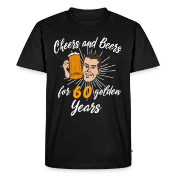 Cheers and Beer for 60 golden Years - Men's Premium Organic T-Shirt - black - Front - Nico (187cm)