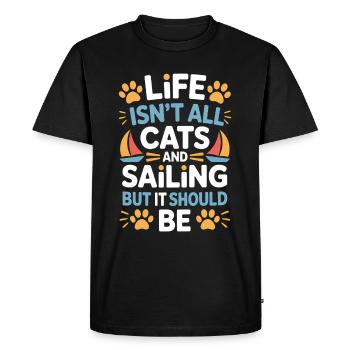 Voile Dicton Chats Marin Chat Voile Cadeau - T-shirt Premium bio Homme - noir - Devant - Nico (187cm)