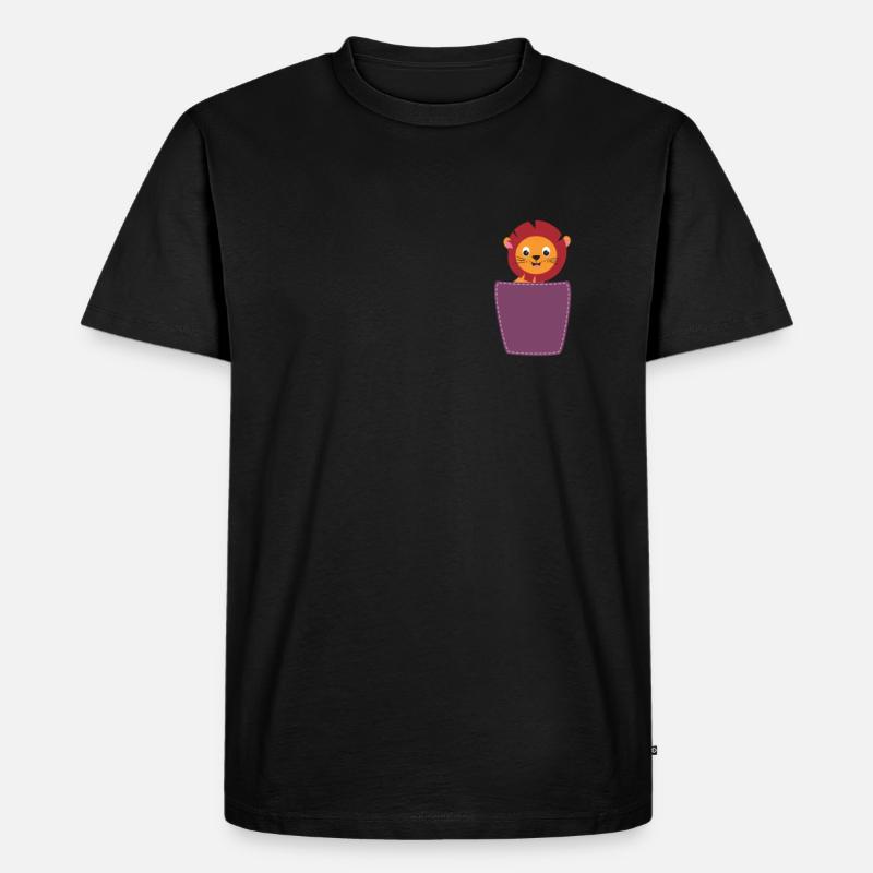 Löwe in der Brusttasche Katze - Männer Premium Bio T-Shirt - Schwarz