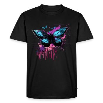Garden Guardian Butterfly Vaporwave - Men's Premium Organic T-Shirt - black - Front - Nico (187cm)