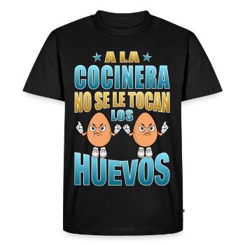 The cook does not touch her eggs - Men's Premium Organic T-Shirt - black - Front - Nico (187cm)