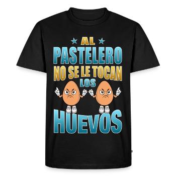 Le pâtissier ne touche pas à ses œufs - T-shirt Premium bio Homme - noir - Devant - Nico (187cm)