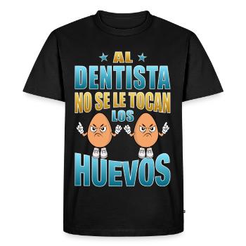 Le dentiste ne touche pas ses couilles - T-shirt Premium bio Homme - noir - Devant - Nico (187cm)