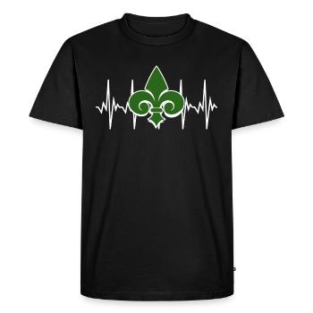 Fleur de Lis Lys Heartbeat - Men's Premium Organic T-Shirt - black - Front - Nico (187cm)