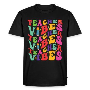 Teacher Vibes - Men's Premium Organic T-Shirt - black - Front - Nico (187cm)