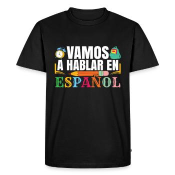 Professeur de classe d’espagnol Ecole Bilingue - T-shirt Premium bio Homme - noir - Devant - Nico (187cm)