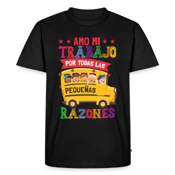 Drôle de professeur d’espagnol bilingue - T-shirt Premium bio Homme - noir - Devant - Nico (187cm)
