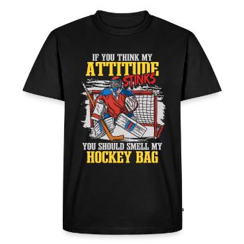 Joueur de hockey Humour Hockey sur glace Puck Gardien de but - T-shirt Premium bio Homme - noir - Devant - Nico (187cm)