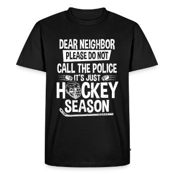 Drôle d’humour sur le hockey sur glace - T-shirt Premium bio Homme - noir - Devant - Nico (187cm)