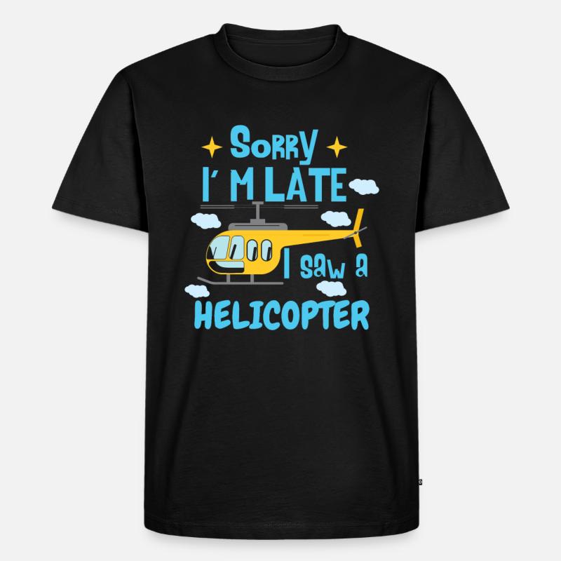 Ich sah einen Hubschrauber - Männer Premium Bio T-Shirt - Schwarz
