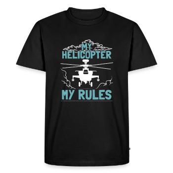 Pilote d’hélicoptère volant d’aviation - T-shirt Premium bio Homme - noir - Devant - Nico (187cm)