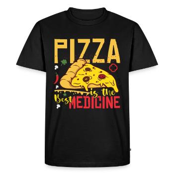 Pizza Is The Best Medicine - Men's Premium Organic T-Shirt - black - Front - Nico (187cm)