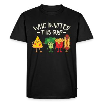 Funny Fast Food Pizza - Men's Premium Organic T-Shirt - black - Front - Nico (187cm)