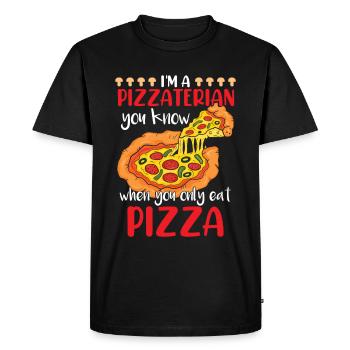 Amateur de pizza - T-shirt Premium bio Homme - noir - Devant - Nico (187cm)