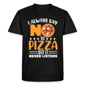 Je dis toujours non à la pizza - T-shirt Premium bio Homme - noir - Devant - Nico (187cm)