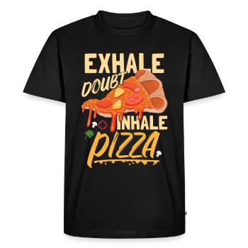 Inhaler la pizza - T-shirt Premium bio Homme - noir - Devant - Nico (187cm)