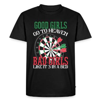 Drôle de fille joueur de fléchettes Darts Humour - T-shirt Premium bio Homme - noir - Devant - Nico (187cm)