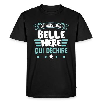 Je Suis Une Belle Mère Qui Déchire - T-shirt Premium bio Homme - noir - Devant - Nico (187cm)