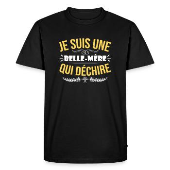 Je Suis Une Belle Mère Qui Déchire - T-shirt Premium bio Homme - noir - Devant - Nico (187cm)
