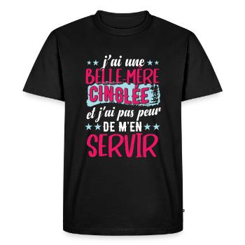 J'ai Une Belle-Mère Cinglée Maman Bonus - T-shirt Premium bio Homme - noir - Devant - Nico (187cm)