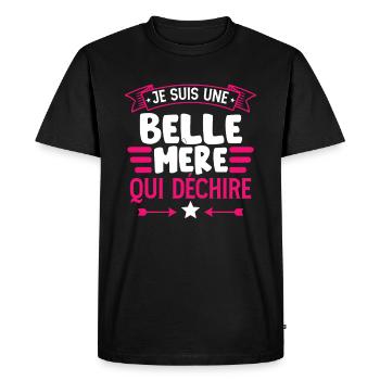 Je Suis Une Belle-Mère Qui Déchire - T-shirt Premium bio Homme - noir - Devant - Nico (187cm)