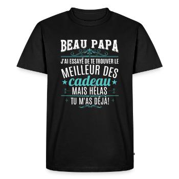 Beau Papa - T-shirt Premium bio Homme - noir - Devant - Nico (187cm)