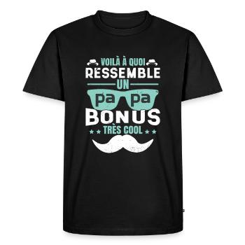 Papa Bonus Très Cool - T-shirt Premium bio Homme - noir - Devant - Nico (187cm)