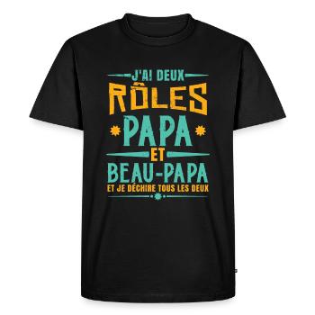 Papa Et Beau-Papa - T-shirt Premium bio Homme - noir - Devant - Nico (187cm)