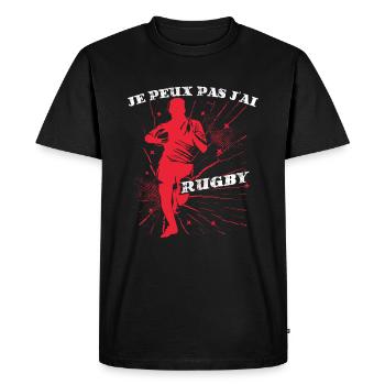 Rugby - T-shirt Premium bio Homme - noir - Devant - Nico (187cm)