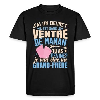 Je Suis Le Grand-Frère - T-shirt Premium bio Homme - noir - Devant - Nico (187cm)