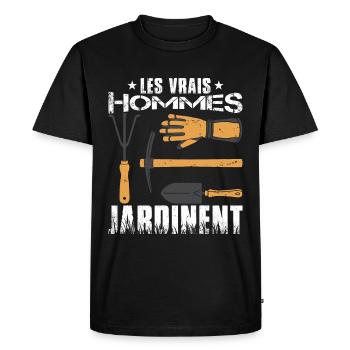 Hommes Jardinage Jardinier Jardin - T-shirt Premium bio Homme - noir - Devant - Nico (187cm)
