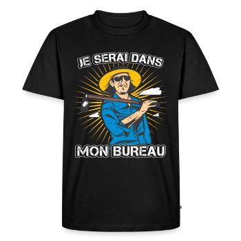 Je Serai Dans Mon Bureau Jardin Jardinage - T-shirt Premium bio Homme - noir - Devant - Nico (187cm)
