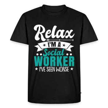 Je suis travailleur social - T-shirt Premium bio Homme - noir - Devant - Nico (187cm)